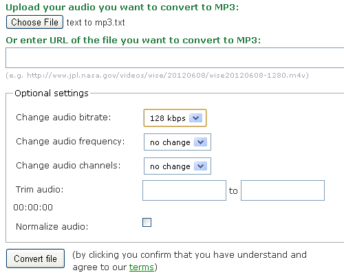 convert audio file to mp3 online